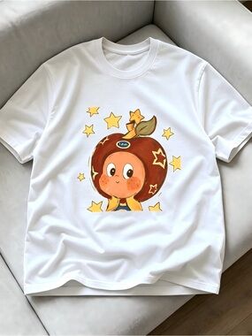 Apple Star Mascot Graphic Women Men T-shirt Unisex
﻿